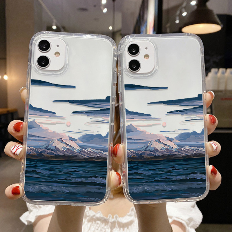 เคสโทรศัพท์มือถือทาสีเบาะลม for iPhone 11 14 15 Pro Max XR 6 7 8 Plus XS SE 13 12 16 Pro Max TPU ป้องกันการตกหล่น