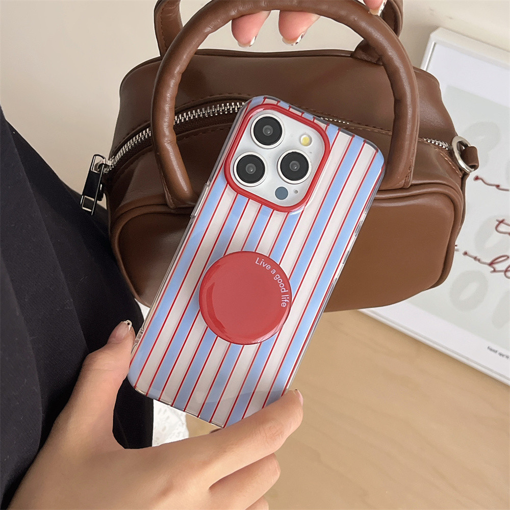 Ins เกาหลีสีแดงและสีฟ้าลายป้องกันเคสโทรศัพท์สําหรับ Iphone 14Pro 13ProMax 12 13 14 15 Pro Max แฟชั่นตัวอักษรวงเล็บนุ่มกันกระแทก Fundas