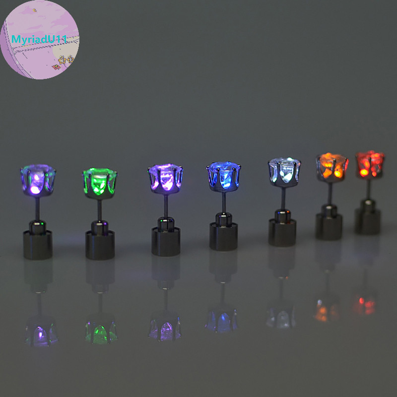 Myriadu 1 ชิ้นไฟกระพริบต่างหูสตั๊ดไฟ LED ต่างหูสตั๊ดบาร์ไนท์คลับ KTV เครื่องประดับ TH