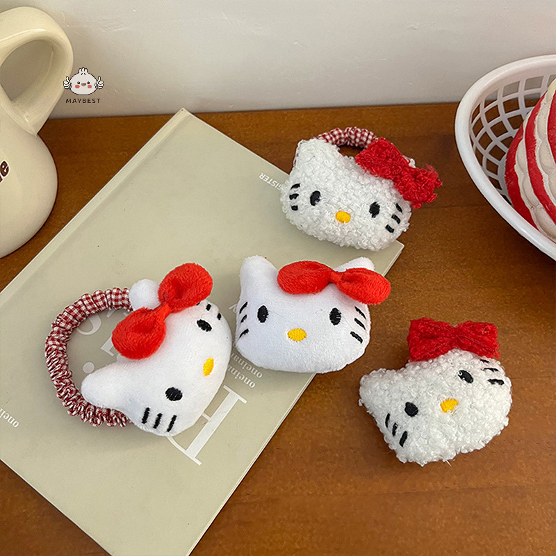 {maybest} Sanrio หวานน่ารักตุ๊กตา Hello Kitty ยืดหยุ่นผูกผมการ์ตูน Kawaii Barrettes แฟชั่นอุปกรณ์เสริมผม Hairpin สําหรับสาวของขวัญ {TH}