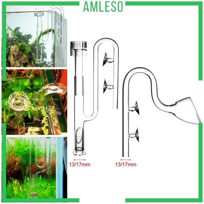 [Amleso] Glass Aquarium Lily Outflow & Inflow 13/17 มม.พร้อมถ้วยดูดพร้อมพื้นผิวสําหรับพื้นผิวน้ําจืดถังปลูกถังน้ํา