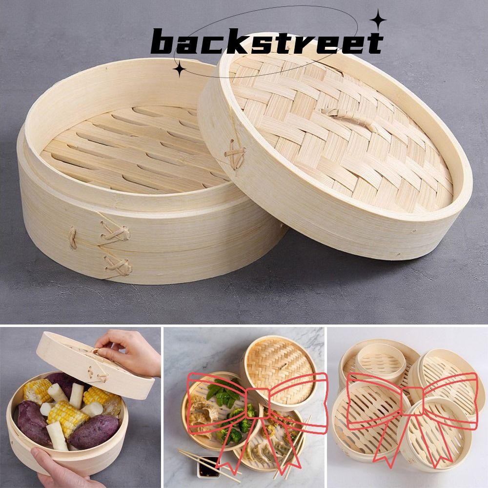 Backstage Steamers, Dimsum Cooking Chinese Steamer Bamboo Steamer, Natural Vegeta Snack with Lid for Cooking Bao Buns Steamer Basket Kitchen