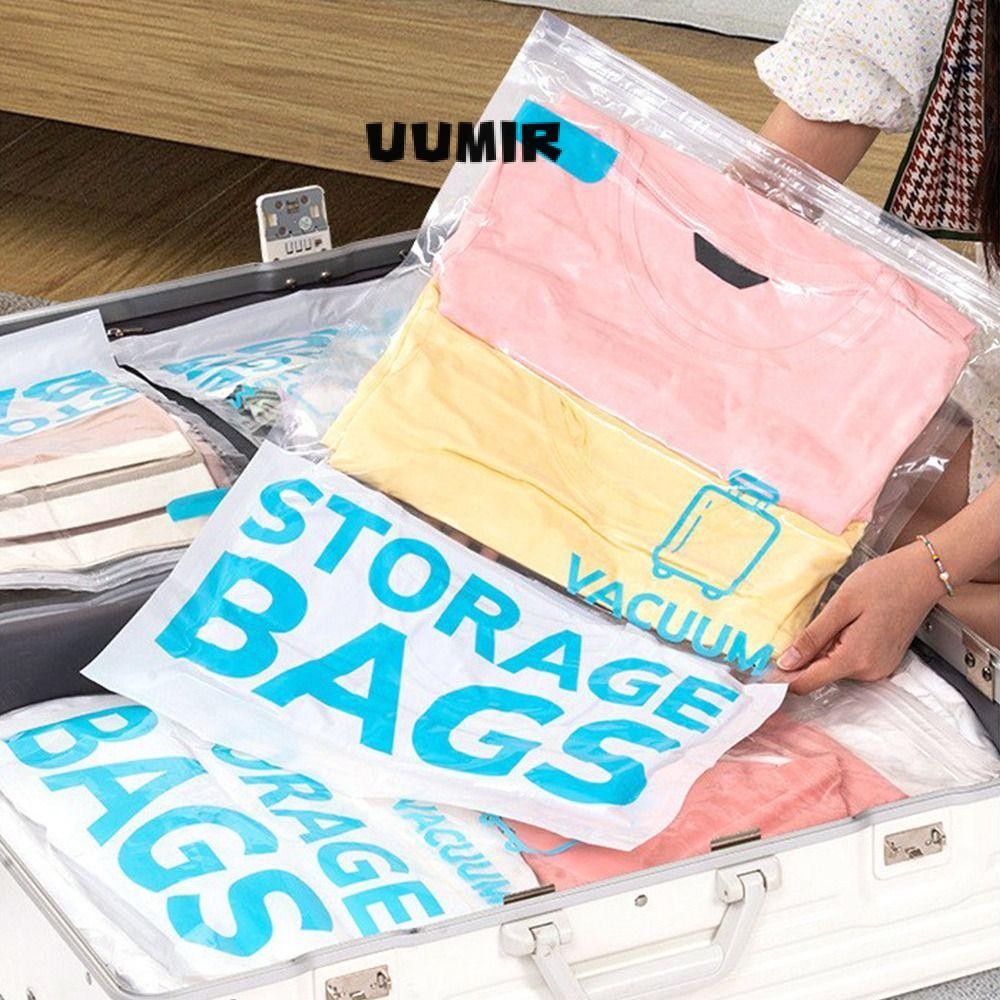 UUMIR 1/2/4ชิ้น ถุงบีบอัดสูญญากาศ, ถุงสูญญากาศระบายอากาศโปร่งใสแบบรีดมือ, ทนทานนํามาใช้ใหม่ประหยัดพื้นที่ด้วยวาล์วถุงเก็บการเดินทางการเดินทางการเดินทางทริปเ
