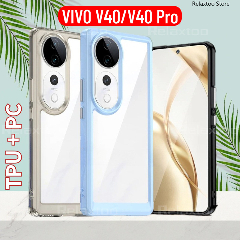 Vivov40 5GถุงลมนิรภัยปลอกใสสําหรับVivo V40 Pro V40Pro V 40E 40Pro V40e 5G 2024 อะคริลิคโปร่งใสSoft TPUเคสโทรศัพท์กันกระแทกเลนส์กล้องปกป้องฝาหลังปลอก