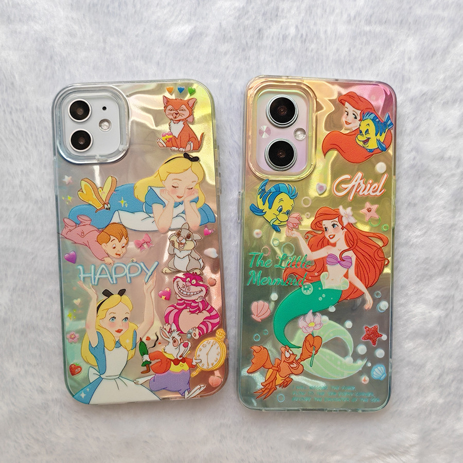 เคส OPPO A60 A79 A77 A78 A16 A38 A18 A16K A17 A98 A57 A55 A53 A77S A5S A12 A58 A92 A74 A95 A94 A93 A76 F9 A5 A9 2020 F9 A31 5G 4G ปลอกน่ารักนางเงือกอลิซการ์ตูนระลอกคลื่น