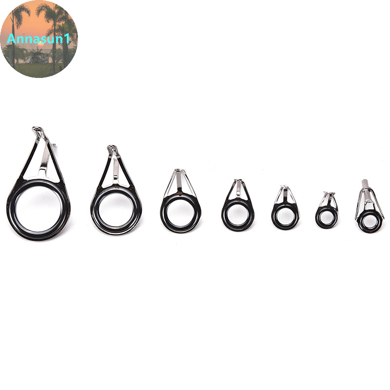 Annasun 7 ชิ้นขนาดผสมตกปลาแหวน Rod Pole ชุดซ่อม Line Guides Eyes ชุดใหม่ TH