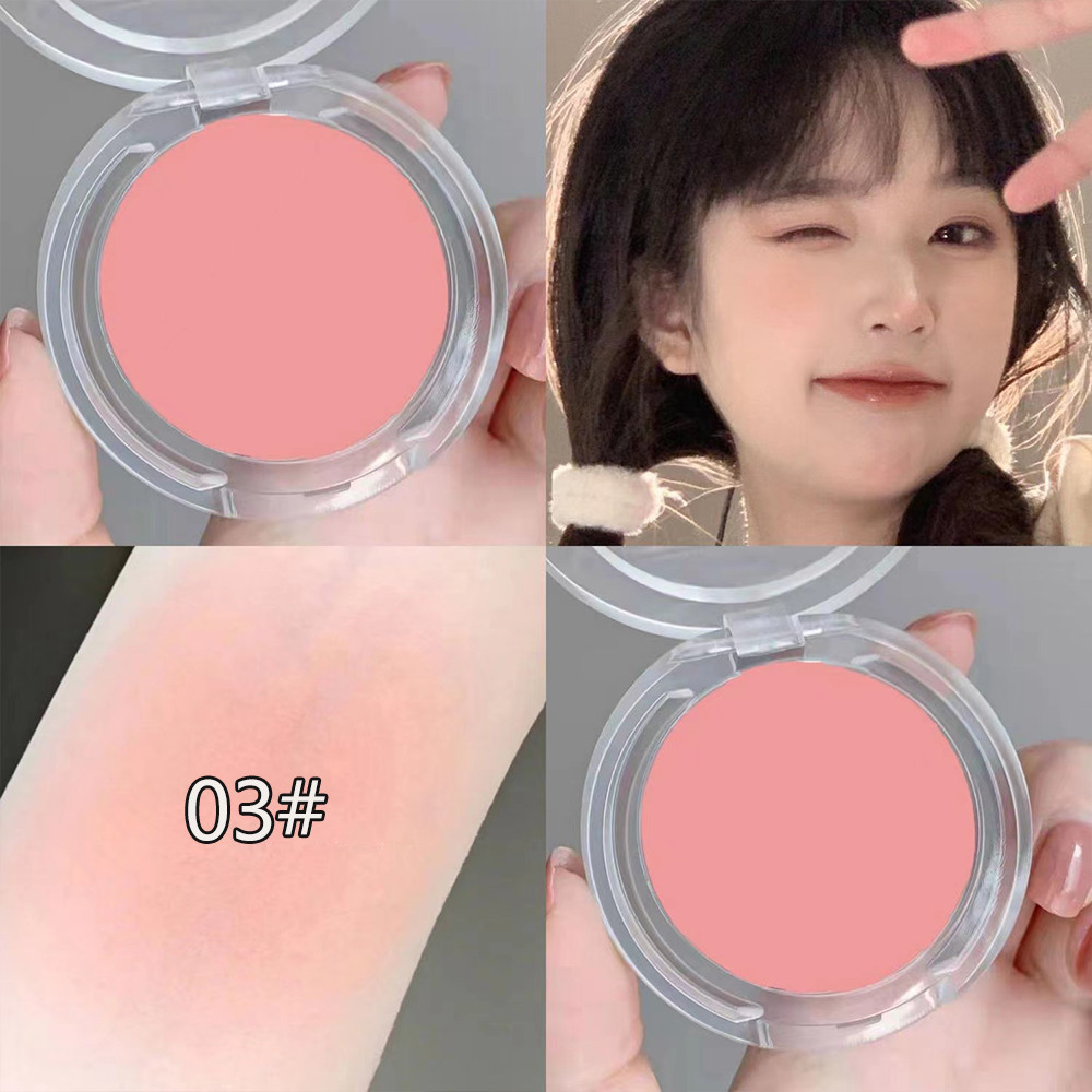 Monochrome Blush Girl Heart Natural Waterproof Vitality Matte Fine Flashing Highlight Whitening Nude Makeup Student Style Repairing Rouge