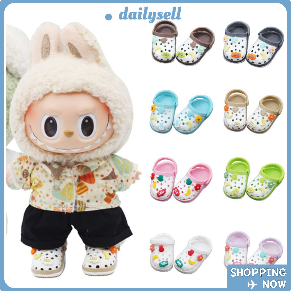 Daily Dolls , Change Dressing เกม 4.3*2 ซม.รองเท้าตุ๊กตา, Creative คอสเพลย์อุปกรณ์เสริมของเล่น Hole รองเท้าแตะชายหาด Labubu Time To Chill Filled