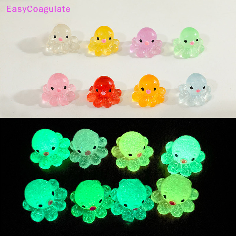 Eas 1 PC การ์ตูน Mini Octopus Luminous ของเล่นตกแต่งน่ารักเด็ก Miniature Figurines ของขวัญปลา Aquarium อุปกรณ์ตกแต่ง Ate
