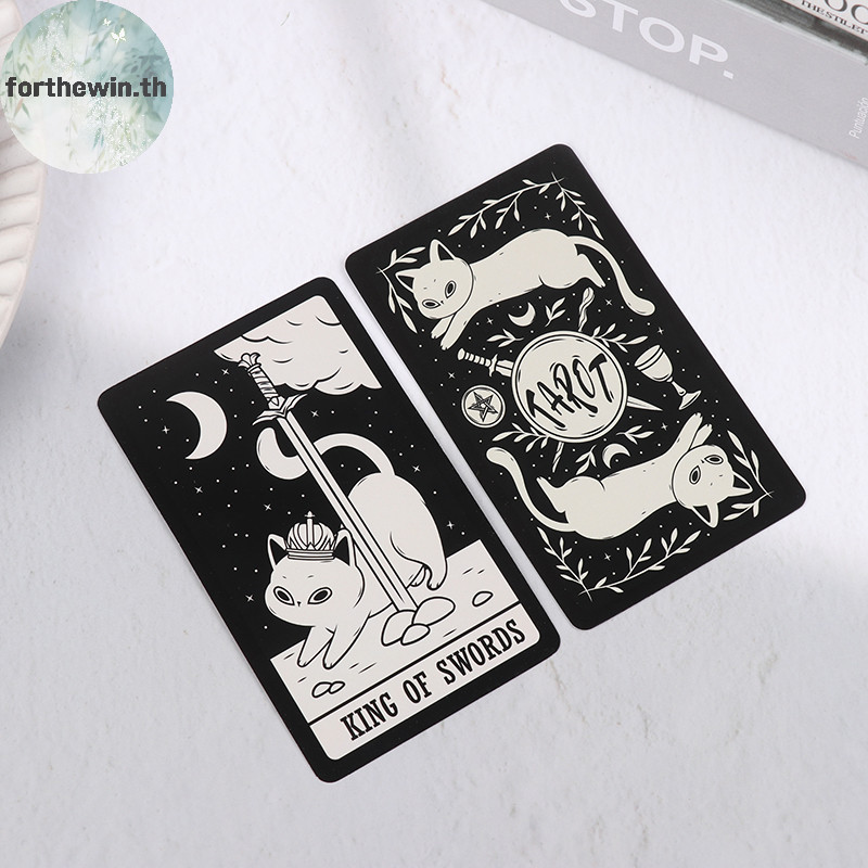 Forthewin ฉบับภาษาอังกฤษลูกแมว Tarot Prophecy Divination Oracle Deck Family Party เกมกระดาน Fate การ์ด Fortune บอกเกม th