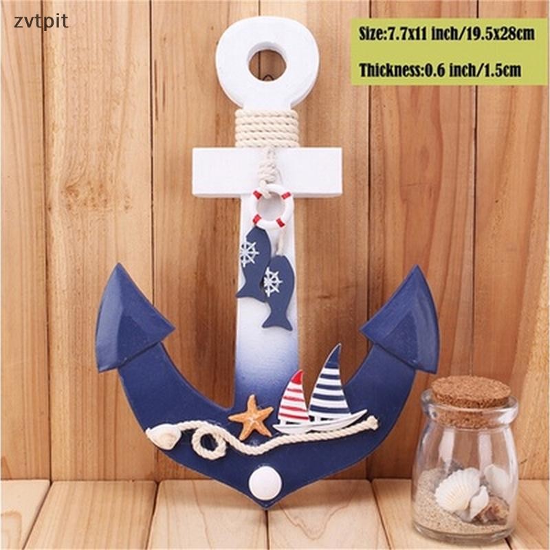 Zvtpit ไม้ Nautical Anchor แขวนผนัง Hook Life Buoy แขวนปลาตกแต่งบ้านเด็กของขวัญ TH