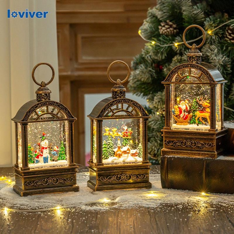 [Loviver] โคมไฟคริสต์มาส Snow Globe สําหรับตู้วันเกิดเคาน์เตอร์