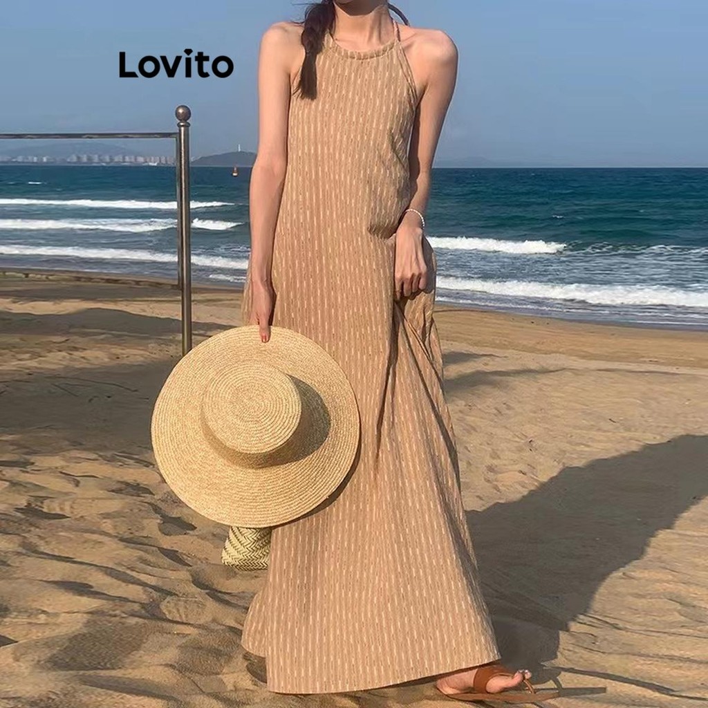 Lovito ชุดเดรสเรขาคณิตลายทางสำหรับผู้หญิง LNE77414