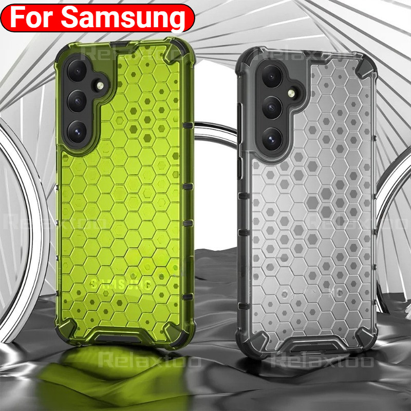 SAMSUNG Samsunga06 SamsungA56 รังผึ้งอะคริลิคปลอกใสสําหรับSamsung Galaxy A06 A16 A26 A36 A56 A06S 4G 5Gซิลิโคนใส + PCเคสโทรศัพท์กันกระแทกฝาครอบป้องกัน