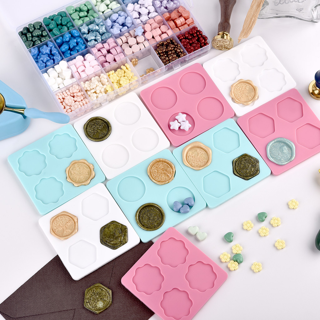 ขี้ผึ้งตราประทับแม่พิมพ์แผ่น ซิลิโคนตราประทับขี้ผึ้งแก้ไขรูปร่างแผ่น DIY Fixer Scrapbook ซองจดหมายเชิญ