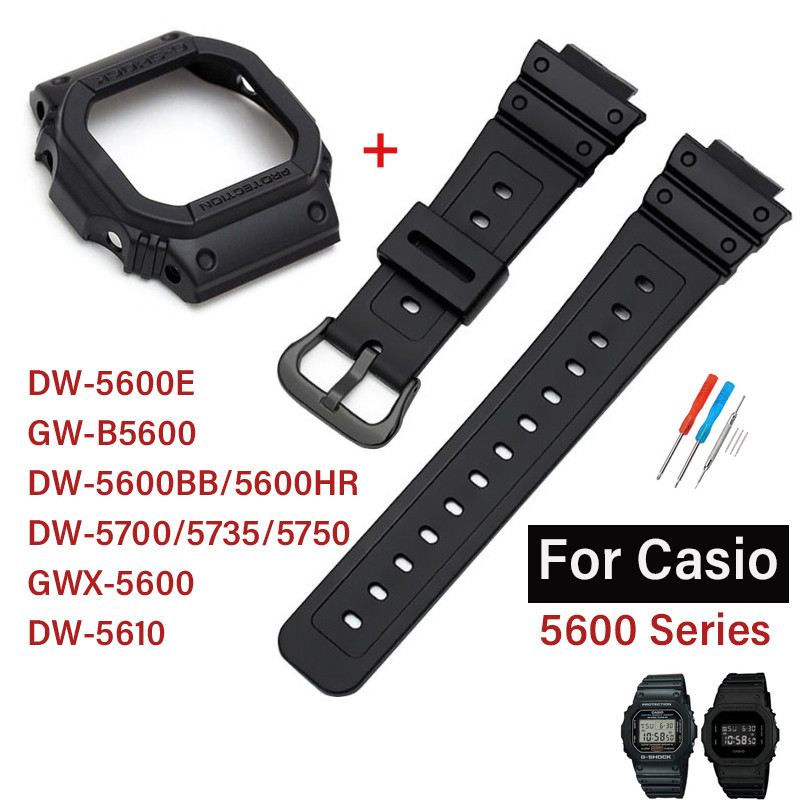 สายนาฬิกาซิลิโคนชุดนาฬิกาสําหรับ Casio G-shock 5600 Series GW-B5600 GWX-5600 DW-5600/5700/5735/5750 ยางกันน้ําเรซิ่นนาฬิกาโลโก้