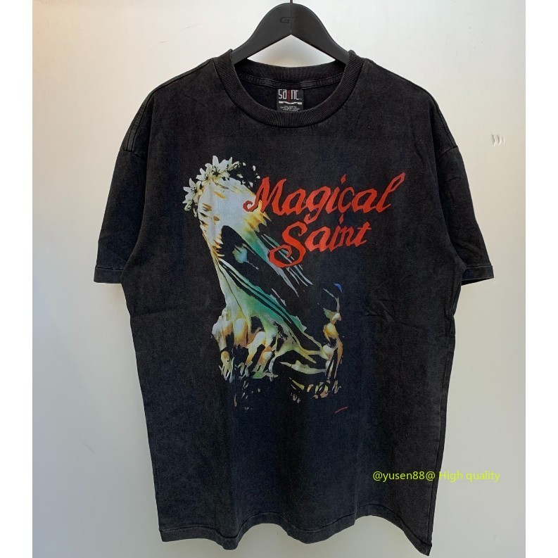 ***** Hot *** Ready Stock เสื้อยืด Unisex Saint Digital Print Retro Wash Cotton Round Neck Short-Sleeved T-Shirt