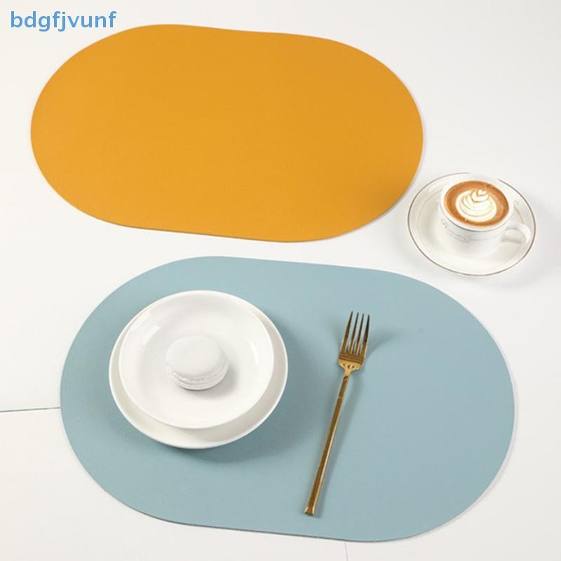 Bdgf หนัง Placemat รูปไข่น้ํามันหลักฐานตารางเสื่อบ้านรับประทานอาหารห้องครัวตาราง Placemat ออกแบบรับประทานอาหารกันน้ําทนความร้อนตกแต่งบ้าน TH