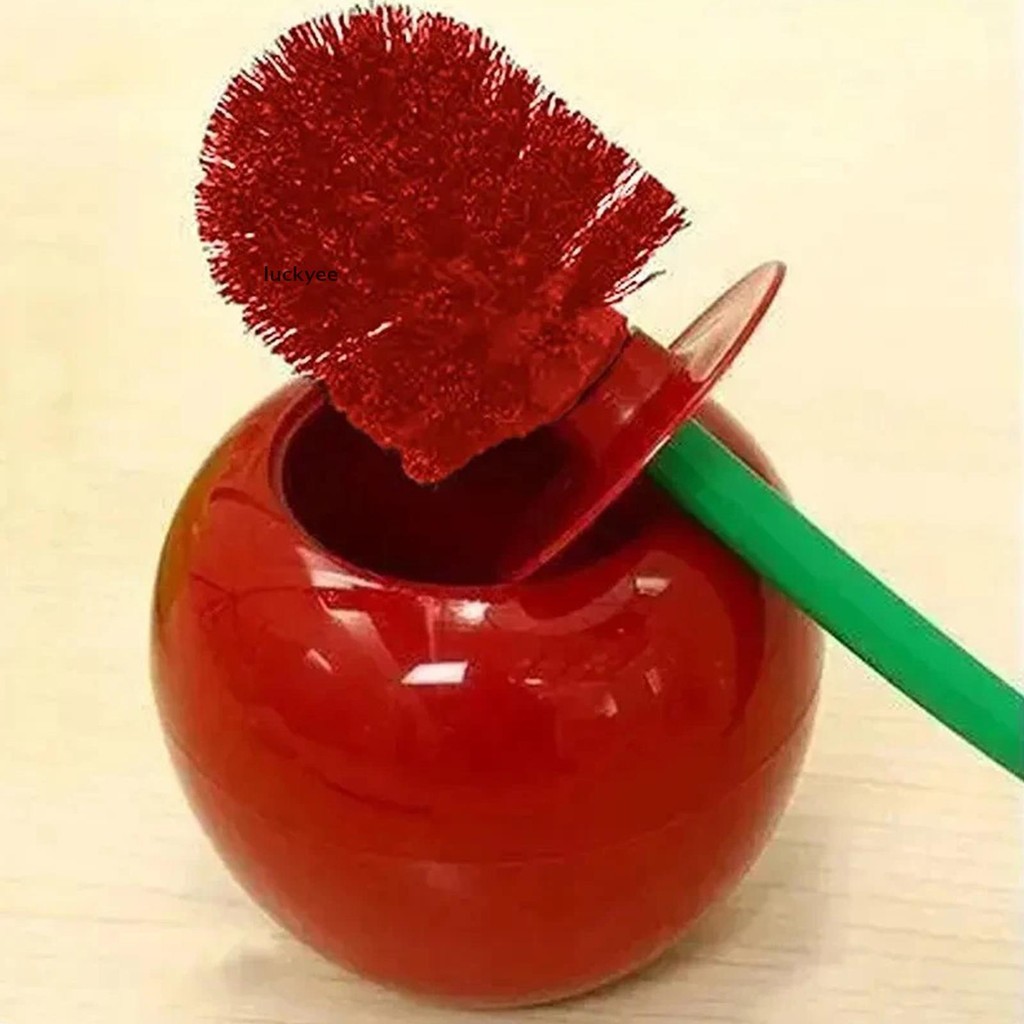 Luckyee Creative แปรงห้องน้ําสร้างสรรค์น่ารัก Cherry Shape Lavatory ชุดผู้ถือแปรงห้องน้ําอุปกรณ์ห้องน้ํา TQ