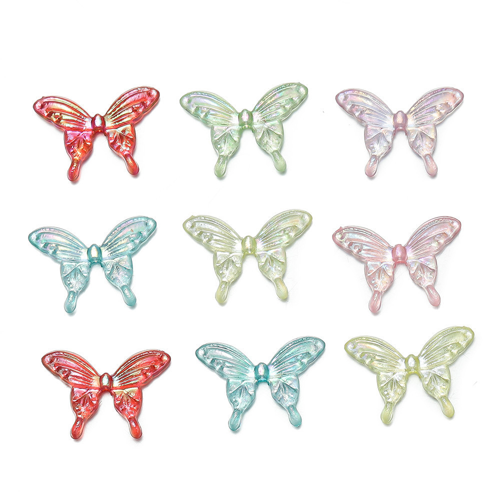St. kunkka 5 ชิ้นลูกปัดผีเสื้ออะคริลิคผสมโปร่งใส UV สีสันชุบผีเสื้อลูกปัดสําหรับ DIY สร้อยข้อมือสร้อยคอทํา