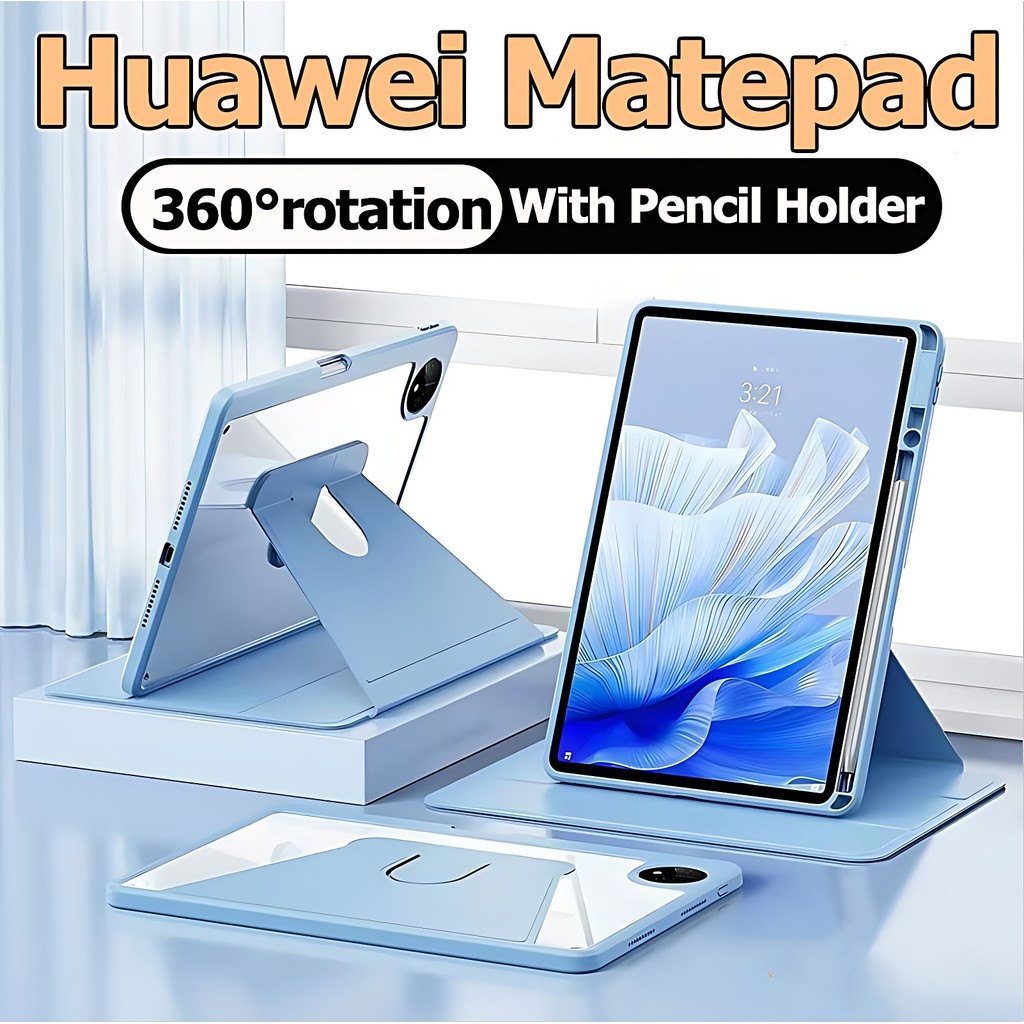 360°หมุนได้สำหรับ Huawei MatePad 11 Case Huawei MatePad 11.5 MatePad Pro10.8 MatePad 10.4 หัวเว่ย matepad SE11/SE 10.4 เคส​หัวเหว่ย​​ Huawei แข็งแบบใสอะคริลิคพับฝาเป็นฐานฝาครอบป้องกัน