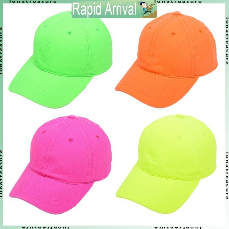 หลัน หมวกเบสบอล ไม่จํากัดเพศ กรีฑารายละเอียดต่ําธรรมดาเรืองแสงนีออนสีทึบผ้าฝ้ายปรับพ่อหมวกสําหรับผู้ชายผู้หญิง