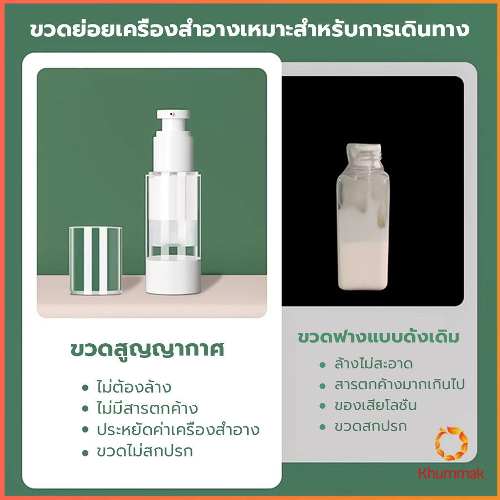 Khummak ขวดปั๊มสูญญากาศ ขวดสเปรย์ ขวดใส่ครีม 15ml/50ml/100ml ขวดย่อยการเดินทาง Spray bottle