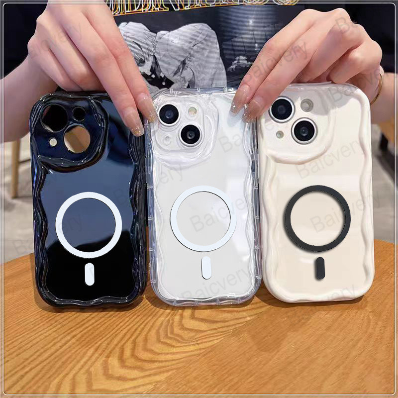 ปลอกสําหรับ Tecno Spark GO 2025 POP 9 Spark GO 1 พร้อมสติกเกอร์แม่เหล็ก Ripple Border Design TPU Cover