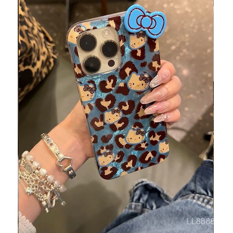 เคสมือถือสำหรับ iPhone น่ารักสามมิติโบว์16Promax/15/14 Katie 11/12/13Pro xsmax/XR รุ่นใหม่7/8PLUS เคสป้องกันแบบเต็มรูขนาดใหญ่