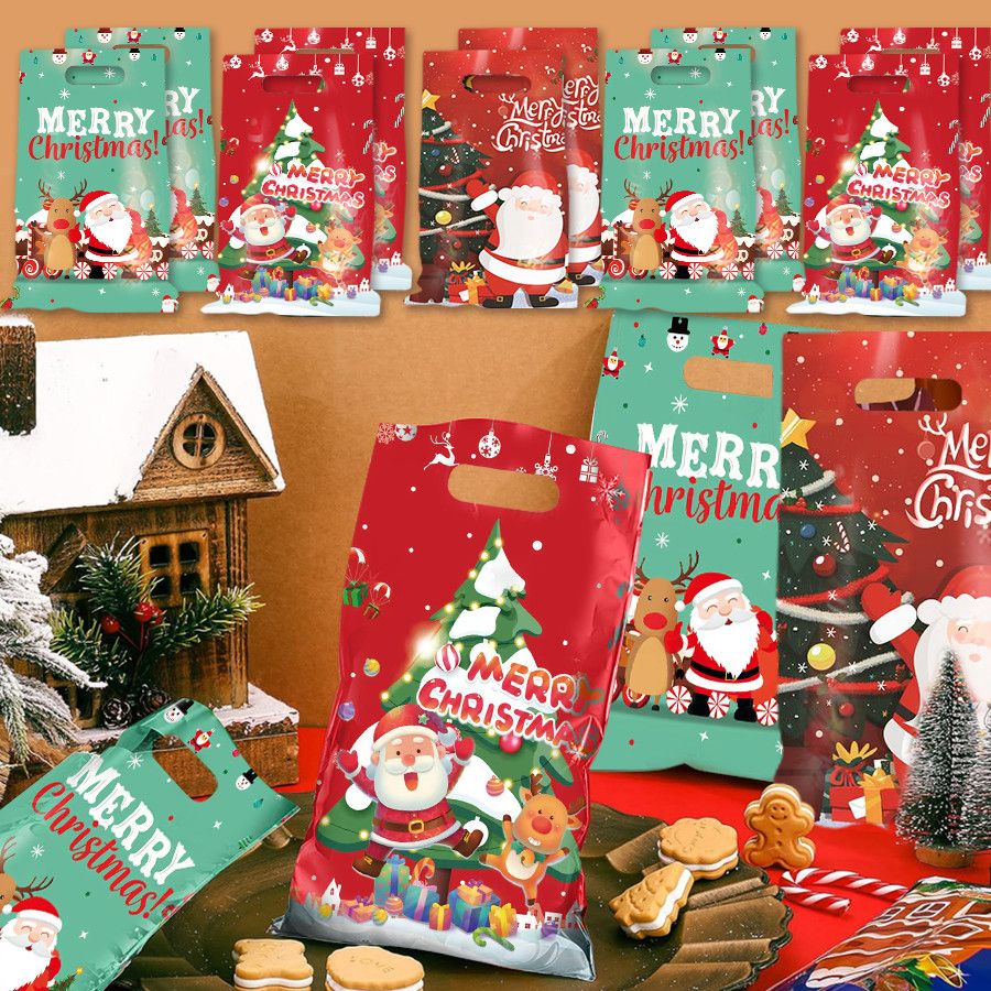 ใหม่ 10/30/50PCS Christmas Candy คุกกี้กระเป๋า Xmas Santa Claus Elk ของขวัญกระเป๋า Christmas Party ตกแต่งสําหรับปีใหม่ถุงบรรจุภัณฑ์