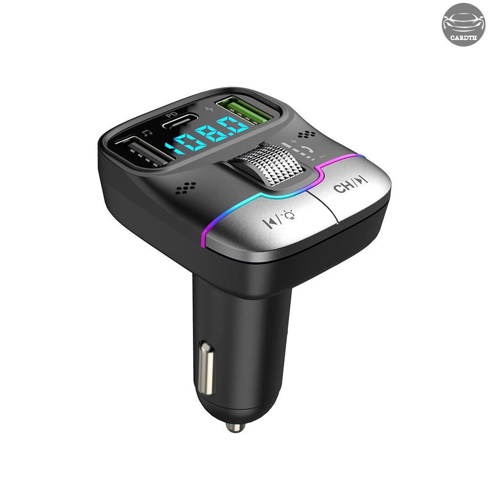 เครื่องเล่น MP3 ในรถยนต์ BT5.3 เครื่องส่งสัญญาณ FM อะแดปเตอร์วิทยุไร้สาย Dual USB + PD ที่ชาร์จแบตในรถรองรับการโทรแบบแฮนด์ฟรี USB แฟลชไดรฟ์จอแสดงผลแรงดันไฟฟ้า