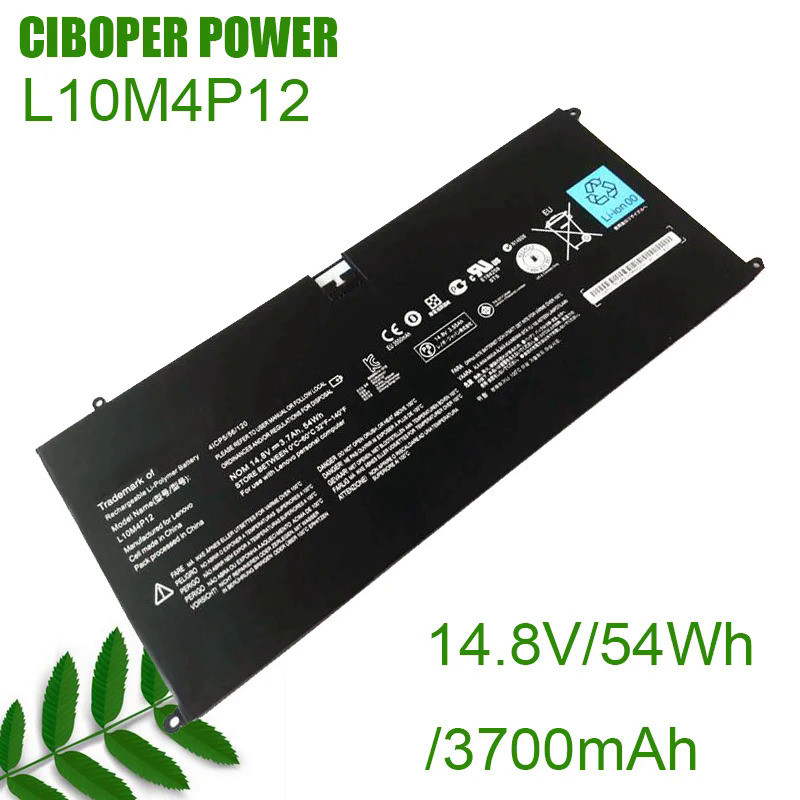 CP Laptop Battery L10M4P12 14.8V/54Wh/3700mAh For IdeaPad Yoga 13 13-ISE U300s U300s-ISE Series Note