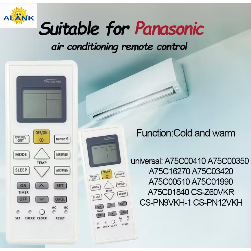 remote รีโมทแอร์ Panasonic รีโมท (ฟังก์ชั่น/รูปลักษณ์ ที่เหมือนกัน/สามารถใช้ได้ทั้งหมด) เหมาะสำหรับ แยกแอร์  A75C00410
