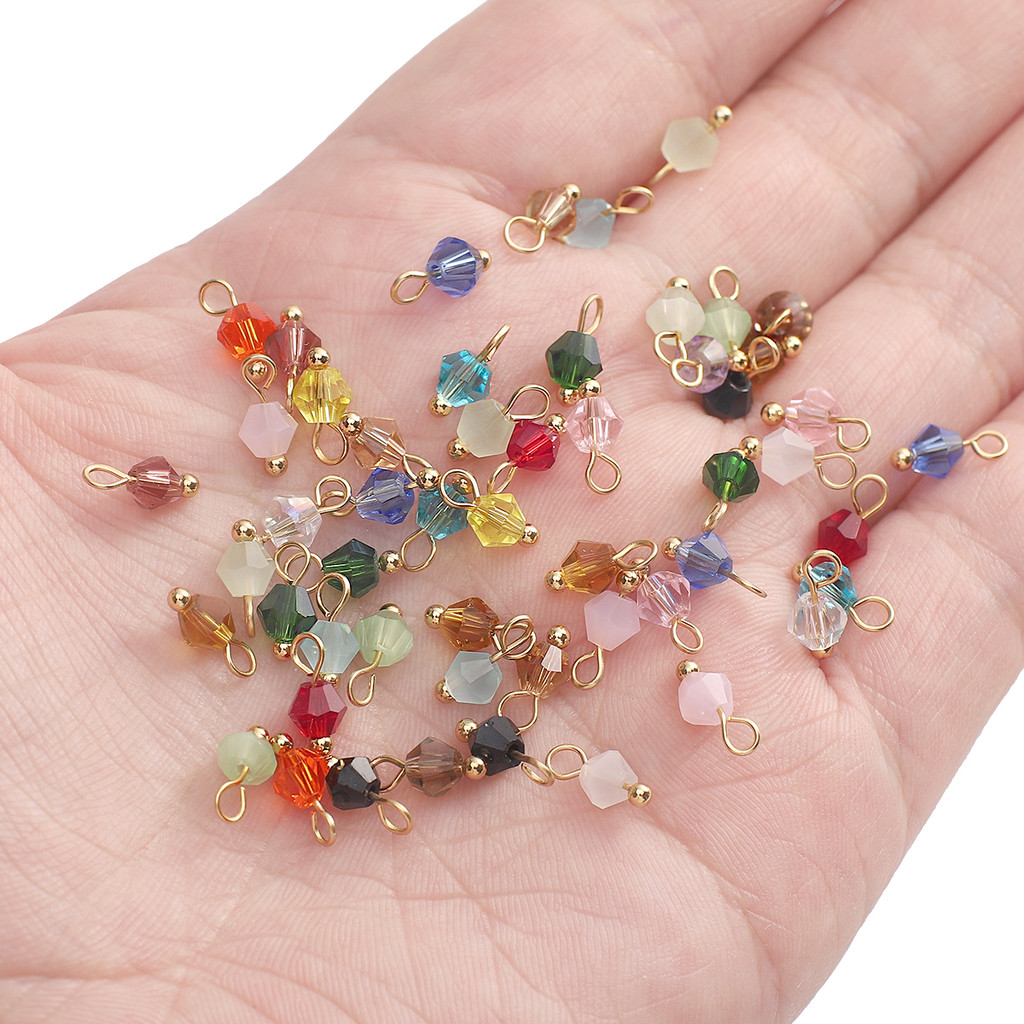 [4 มม.] Faceted Sharp จี้ลูกปัดจี้แก้วคริสตัล Charm DIY ต่างหูสร้อยคอจี้อุปกรณ์เสริม