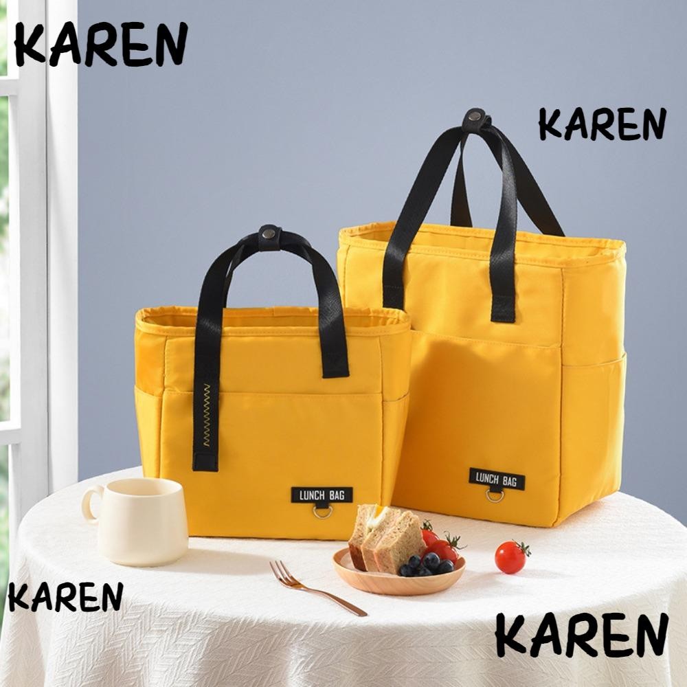 Karen ถุงความร้อน,ความจุขนาดใหญ่หนาฉนวนกล่องอาหารกลางวัน,ภาชนะถุงเก็บความเย็นแพ็คน้ําแข็งกันน้ําอาหารซิปถุงเก็บอาหารเช้าออแกไนเซอร์