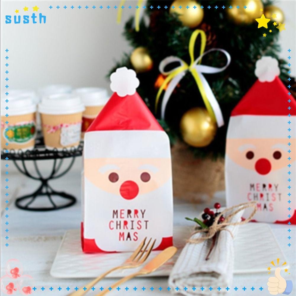 ของพวกเขา 50/100ชิ้นถุงขนมคริสต์มาส,แพคเกจของขวัญบิสกิตขนมขบเคี้ยวถุงบรรจุภัณฑ์คริสต์มาส,โปรดปรานขนมเกล็ดหิมะถุงพลาสติกสุขสันต์วันคริสต์มาสคุกกี้ถุงของขวั