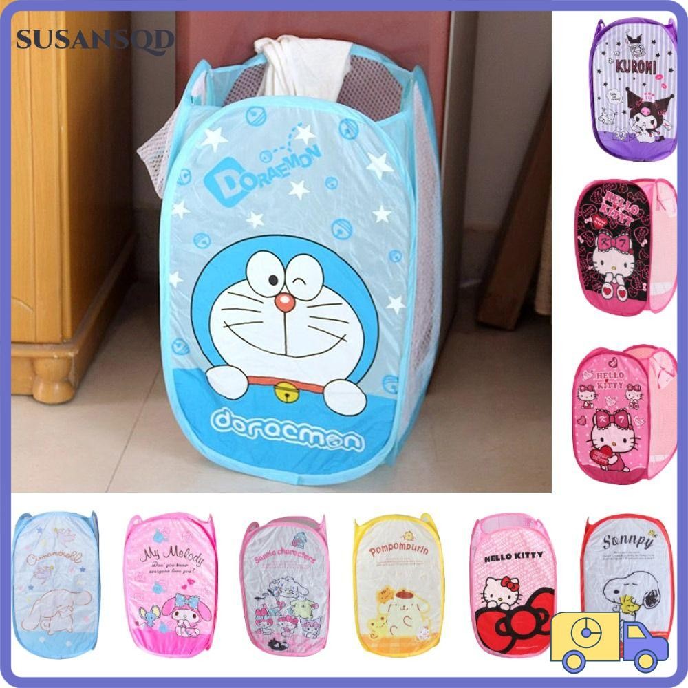 Susansqd พับตะกร้าเสื้อผ้าสกปรก, Hello Kitty Pochacco ความจุขนาดใหญ่ Sanrio Hamper, ครัวเรือนพับได้ Kuromi Melody Cinnamoroll ตะกร้าซักผ้า