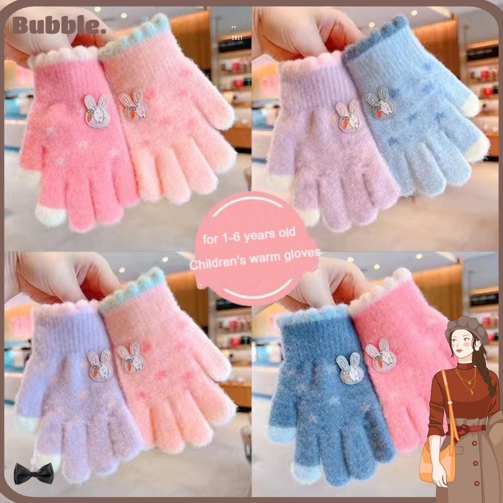 ฟอง เด็กถักถุงมือ,น่ารักการ์ตูนตุ๊กตาเด็กเต็มนิ้วถุงมือ,ฤดูหนาวที่อบอุ่นหนากีฬากลางแจ้งถุงมือกันลม