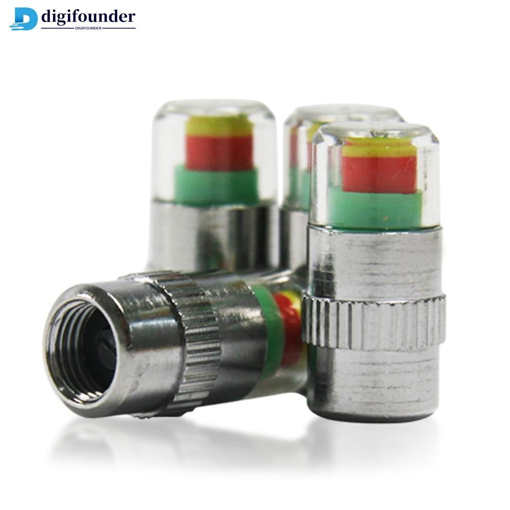 Digifounder 4 ชิ้นรถความดันยางเครื่องวัดความดันตัวบ่งชี้ Alert Monitoring Valve Cap Sensor ภายนอกตรวจจับความดันยางตัวบ่งชี้ B4G4