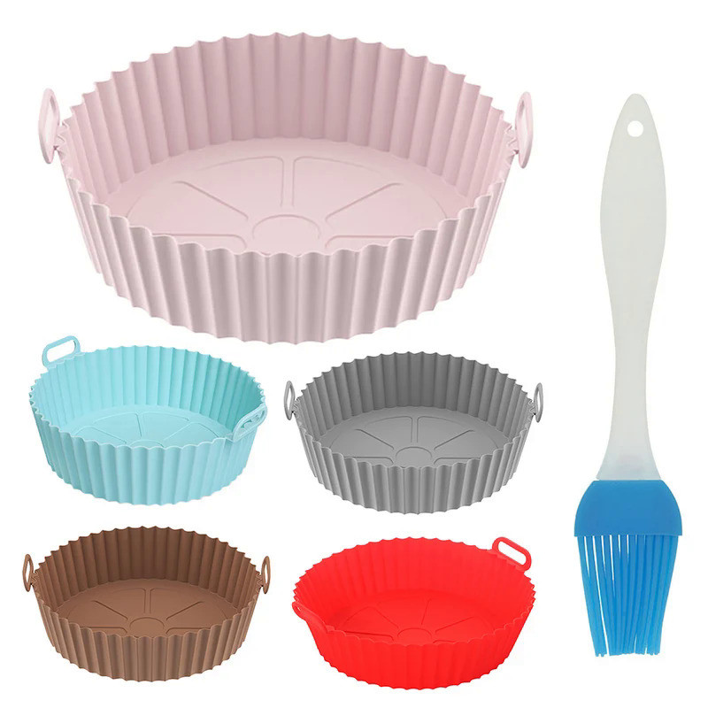 17cm Air Fryer Silicone Liners Reusable Silicone Air Fryer Tray for Microwave Oven Non Stick Air Fry
