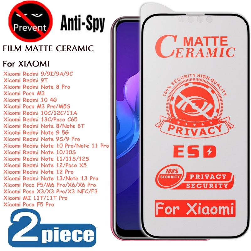 2Pcs ฟิล์มเซรามิก ฟิล์มความเป็นส่วนตัว For Redmi 9 9A 9C 10A 10C 13C Note 10 11 12Pro Xiaomi 11T Poco C65 กันเสือก
