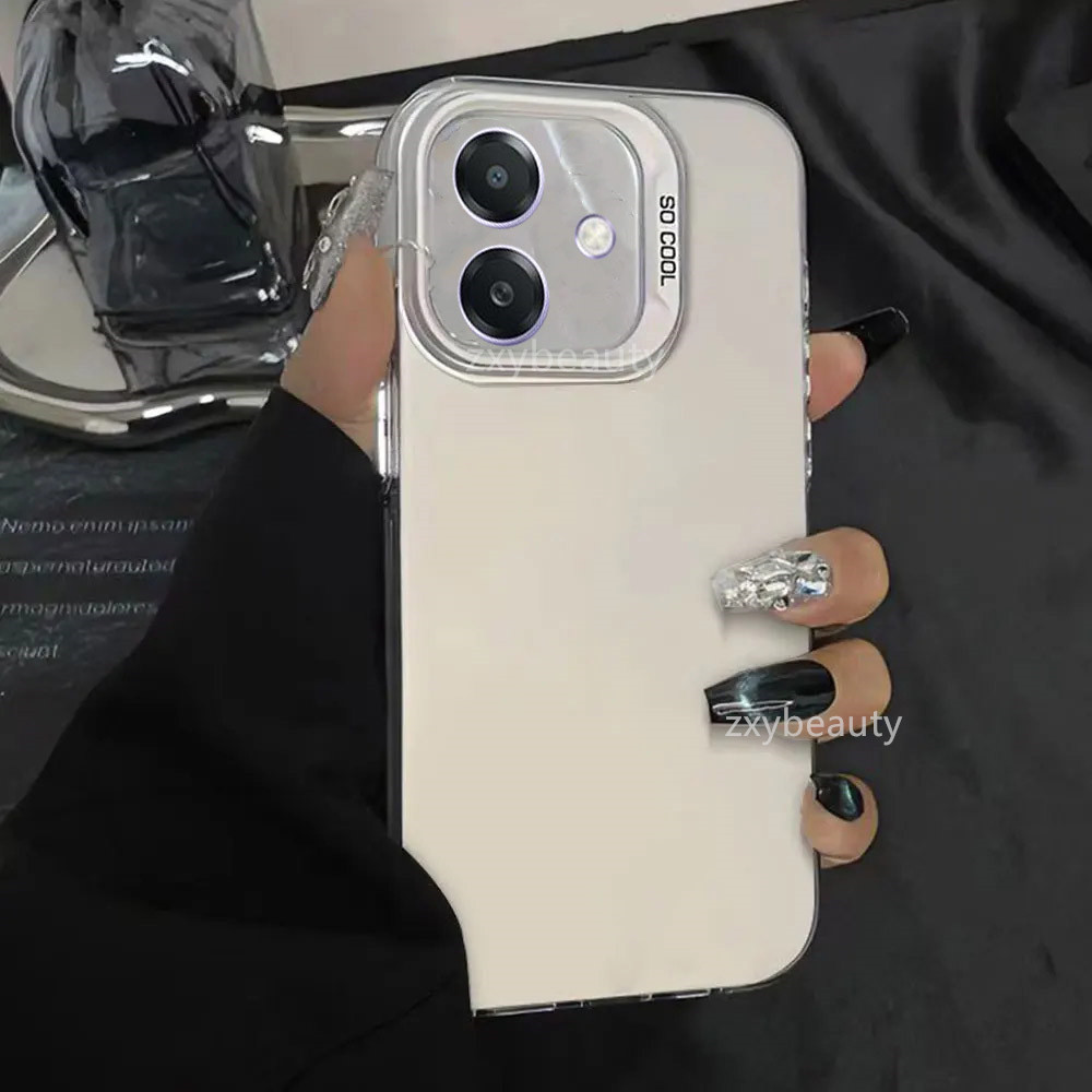 ปลอก OPPO A3X A3 5G 4G 2024 กรณีโลหะ Frosted Hard คู่หรูหราเลเซอร์สําหรับ OPPOA3 X OPPOA3X เปลือกปกหลัง