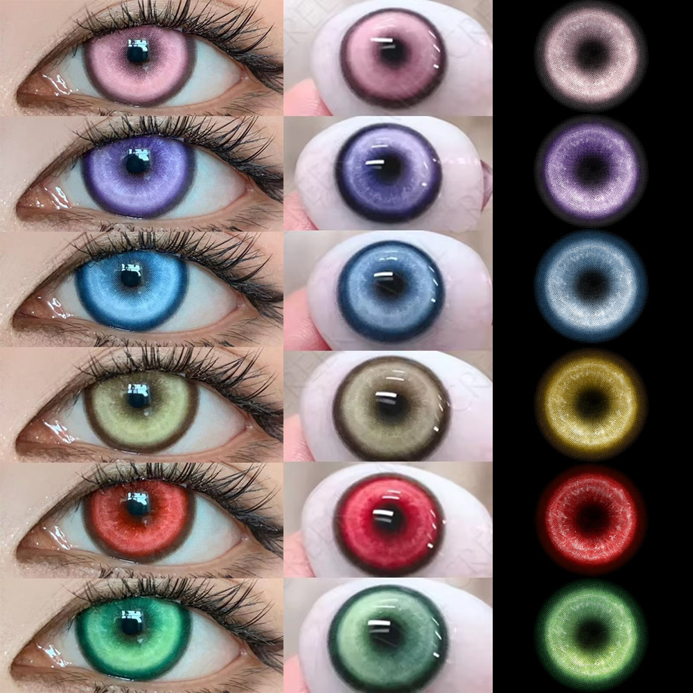 คอนแทคเลนส์คอสเพลย์ ฮาโลวีน 1 คู่ สี ฟ้า เขียว แดง เทา ชมพู เลนส์ซอฟท์ 14.5 มม.