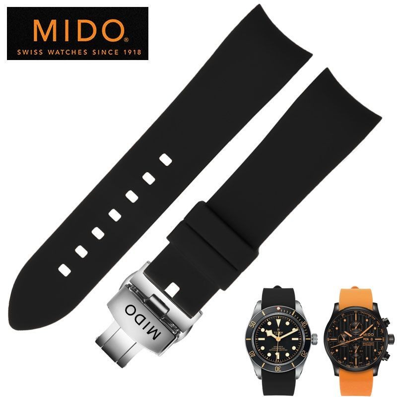 สายนาฬิกา Mido ปรับให้เข้ากับ Original M005 Helmsman 8600 Baroncelli Commander สายนาฬิกายาง 22mm
