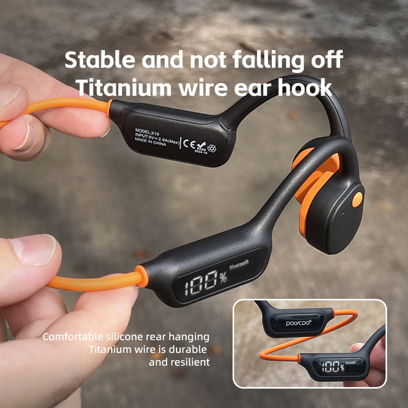 Polvcdg-x10 IPX8 กันน้ําหน้าจอ LED 32G ว่ายน้ํา Bone Conduction ชุดหูฟัง 5.3 IPX8 กันน้ําบลูทูธไร้สายหูฟังกีฬาพร้อมไมโครโฟน