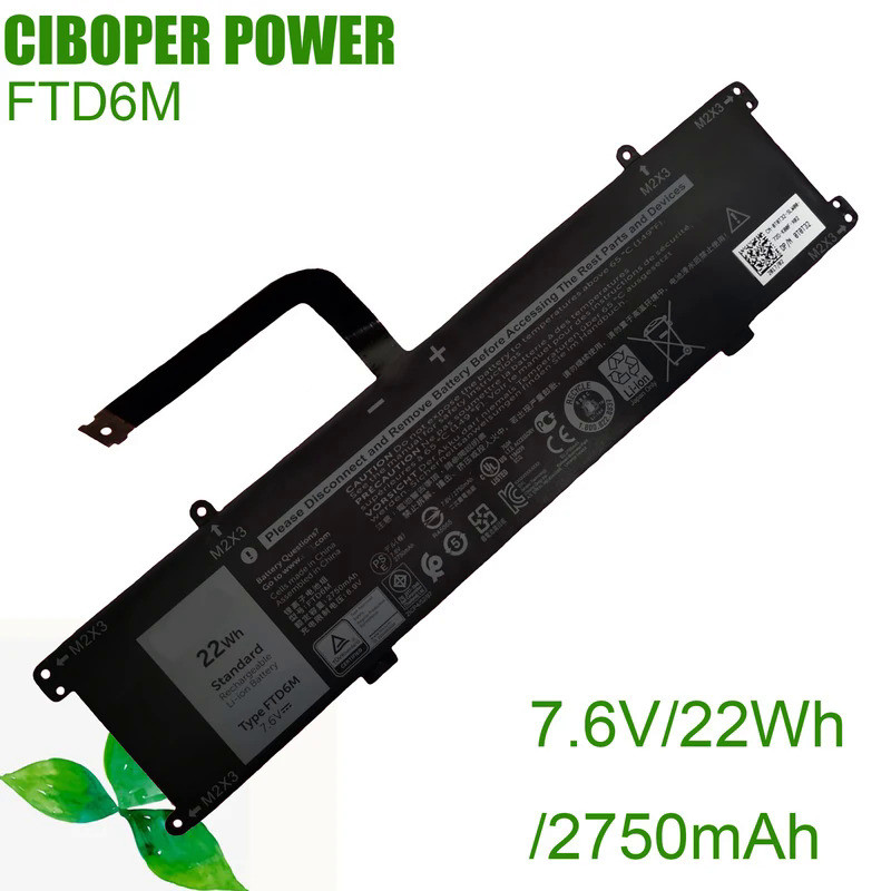 CP New Laptop Battery FTD6M 06HHW5 K17M-BK-US K17M 7.6V/22Wh/2750mAh For Latitude 7285 2-in-1 Keyboa