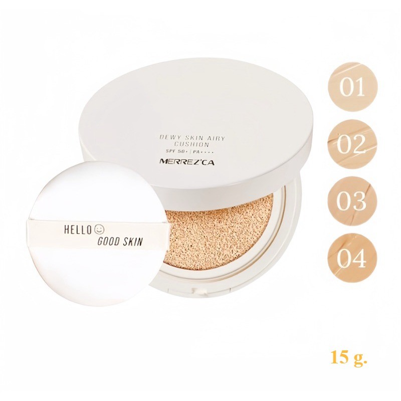 ** 1 ตลับ ** Merrezca Dewy Skin Airy Cushion SPF50+/PA++++ คุชชั่น ตลับ15 g.