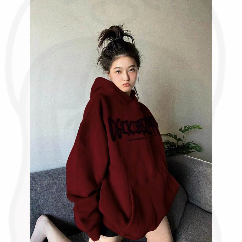 ลดล้างสต๊อกเสื้อสเวตเตอร์มีฮู้ดหนักสำหรับผู้หญิงฤดูใบไม้ร่วงและฤดูหนาวสไตล์ใหม่สไตล์ร้อนเสื้อโค้ทสไตล์วินเทจสไตล์อเมริกันทรงหลวม