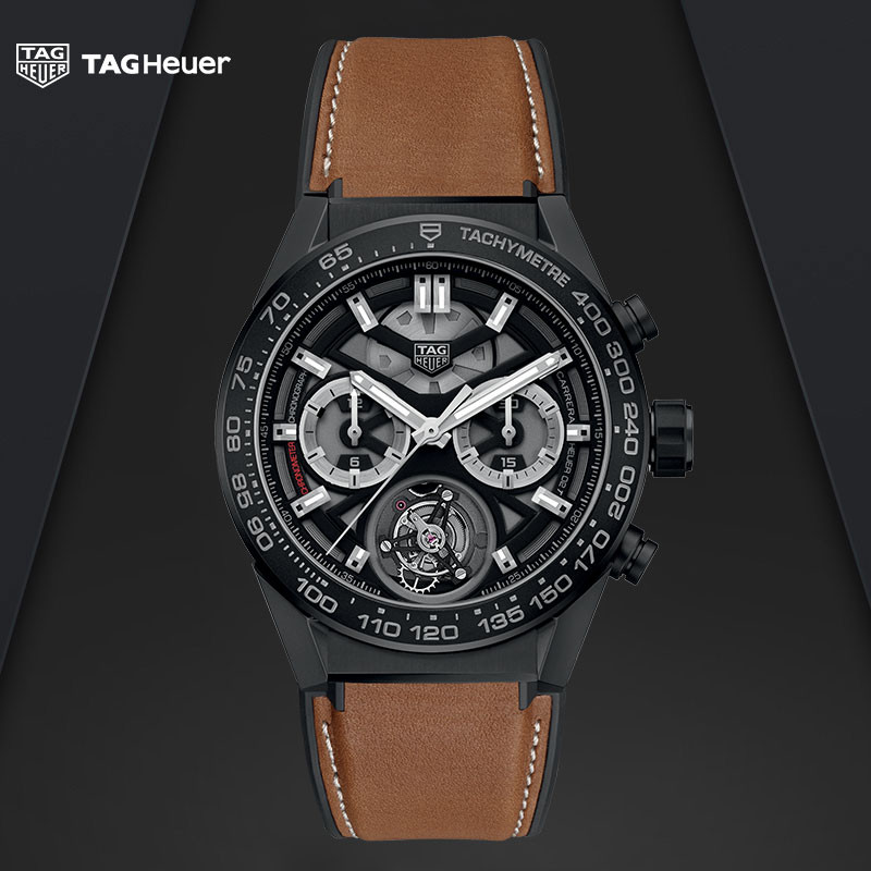 Tag Heuer TAG Heuer นาฬิกา Carla อย่างเป็นทางการ Black Ceramic Hollow Tourbillon