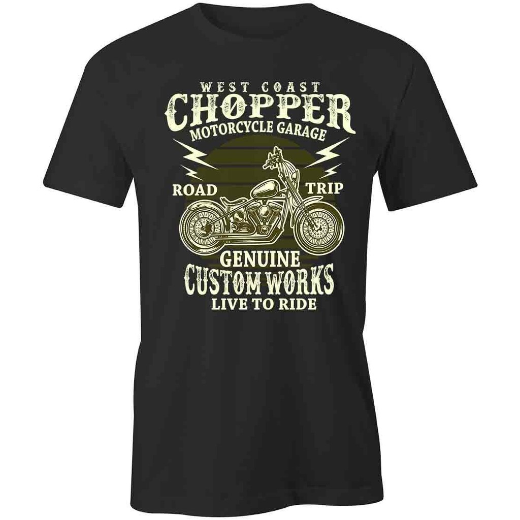 West Coast Chopper Motorcycle Tshirt Tee เสื้อผ้าผ้าฝ้ายแขนสั้น S1Bsa223